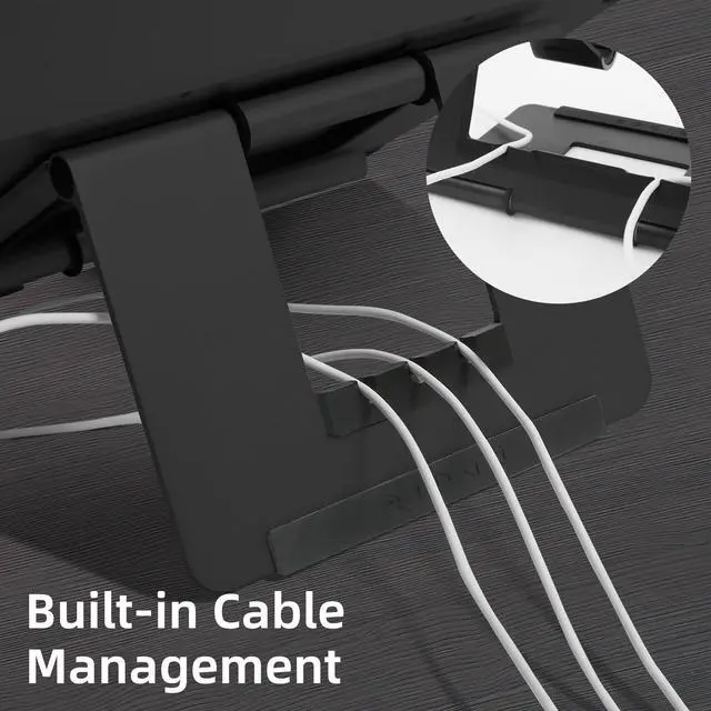 Alt view image 4 of 5 - Rmour Ridge Stand  Adjustable Aluminum Laptop Stand, Portable Ergonomic Design with Cable Organizer & Travel Case, Compatible with MacBook, Dell, HP, More  Space-Saving & Heat-Dissipating -Black