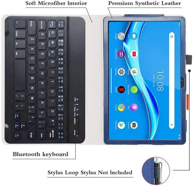 Alt view image 4 of 5 - Bige for Lenovo Tab M10 Plus (3rd Gen) Keyboard Case,PU Leather Cover with Romovable Keyboard for Lenovo Tab M10 Plus 3rd Gen TB125FU 10.6" Tablet,Blue