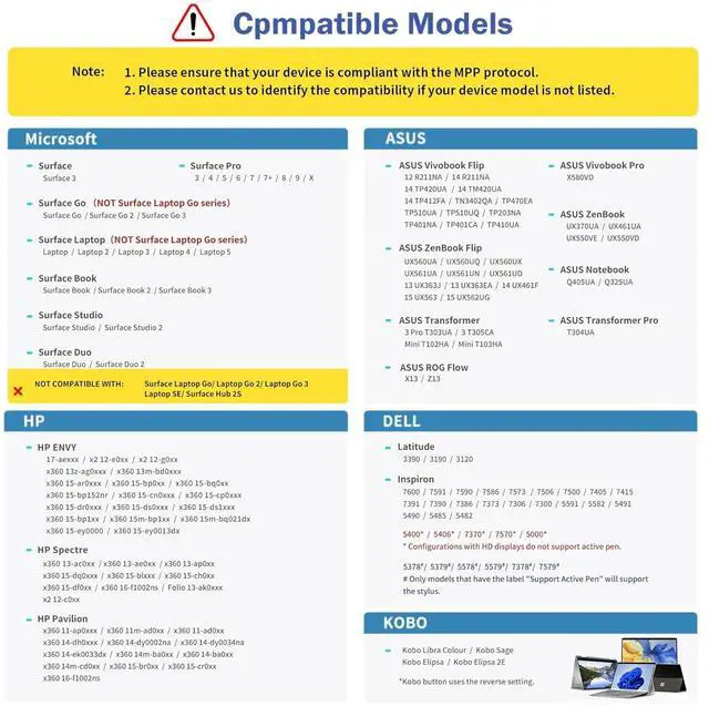 Alt view image 2 of 5 - Pen Stylus for Surface Pro 11/10/9/8/X/7+/6/5/4/3/Surface 3, Surface Go 3/2/1, Surface Laptop/Studio/Book 4/3/2/1 with Palm Rejection, 1024 Levels Pressure, 2500h Working Hours