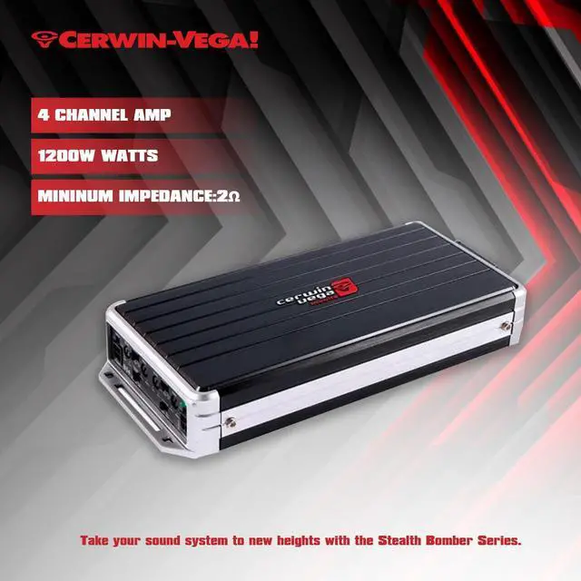Alt view image 2 of 5 - Cerwin-Vega Mobile B54 Stealth Bomber Mini Class D Amp (B54, 4 Channels, 1,200 Watts)