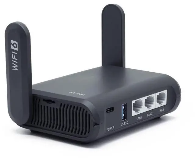 Alt view image 2 of 5 - GL.iNet GL-AXT1800 (Slate AX) Pocket-Sized Wi-Fi 6 Gigabit Travel Router & Gadget Organizer Case (Blue)