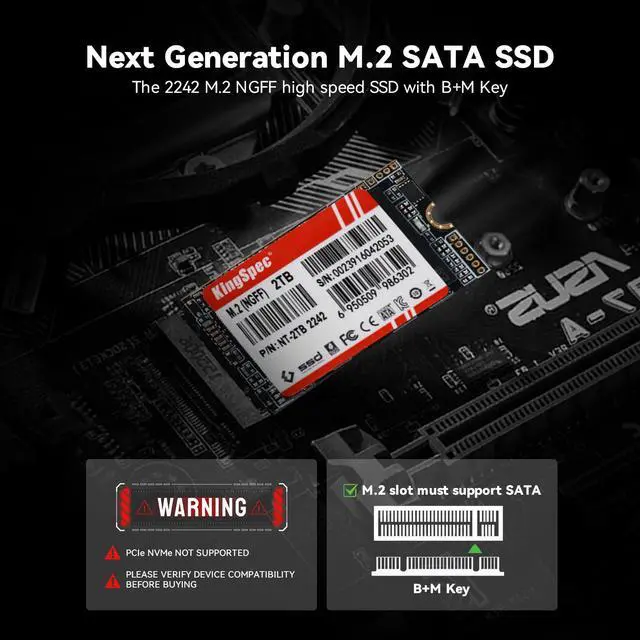 Alt view image 2 of 5 - KingSpec NT Seriese 2TB M.2 2242 SATA SSD,Sata3 6Gb/s Internal Solid State Drive, for Ultrabook & Laptop & Desktop