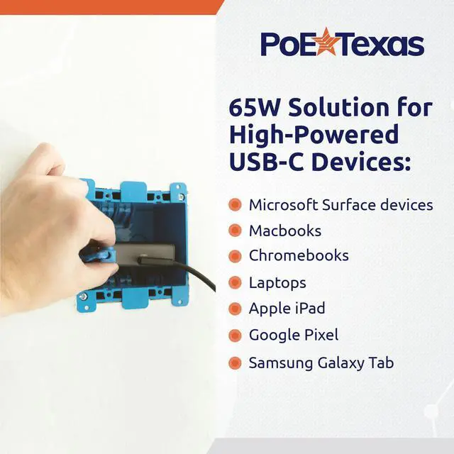 Alt view image 4 of 5 - Gigabit PoE++ to USB-C Converter - IEEE 802.3bt PoE++ to USB-C Power Delivery with 65W Output and Gigabit Data - Power Over Ethernet Active PoE Adapter for MacBook, Chromebook, Laptops, iPad