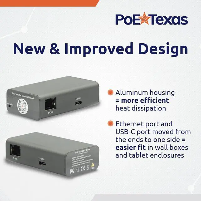 Alt view image 5 of 5 - Gigabit PoE++ to USB-C Converter - IEEE 802.3bt PoE++ to USB-C Power Delivery with 65W Output and Gigabit Data - Power Over Ethernet Active PoE Adapter for MacBook, Chromebook, Laptops, iPad
