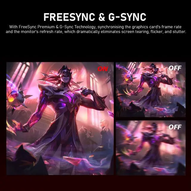 Alt view image 4 of 5 - Gawfolk 27 inch 2K QHD(2560×1440) PC Screen, 165Hz Gaming Monitor, 1ms Without Bezel, FreeSync,98% sRGB, 178° Wide Viewing Angle, HDMI2.0DisplayPort, 75 * 75MM Wall Mount Compatible - Black