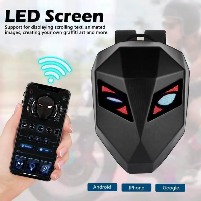 Alt view image 2 of 5 - arimepi LED Motorcycle Backpack, LED Backpack, Programmable cycling bag, Travel and Camping Storage Bag,Ideal for riding and holiday gifts (Black color)
