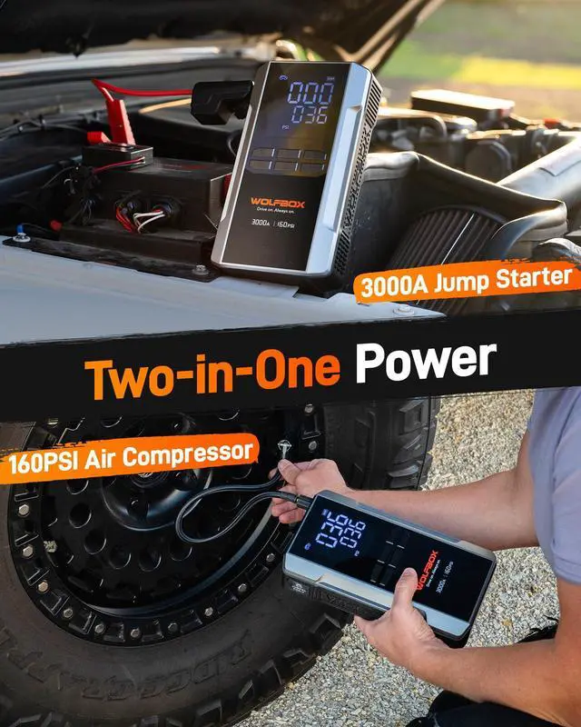 Alt view image 2 of 5 - WOLFBOX MF50 Electric Air Duster-110000RPM Super Power Cordless Air Duster and WOLFBOX 3000A Jump Starter with Air Compressor, 16000mAh&160PSI Portable Car Battery Jump Starter