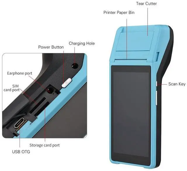 Alt view image 4 of 5 - Sunydog Handheld PDA Printer Smart POS Terminal Portable Printers Intelligent Payment Terminal Function BT/WiFi/USB OTG/ 3G Communication