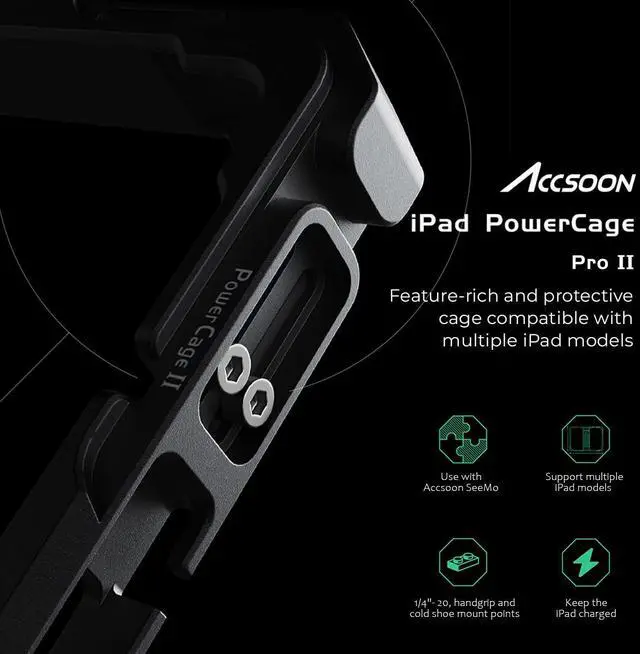 Alt view image 2 of 5 - Accsoon Power Cage Pro  for iPad, Compatible with IPad Pro - 12.9 inch (Gen 3, 4, 5, 6), W ACC04 NP-F Battery Plate Adapter