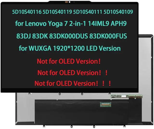 Main image of NBFIXER 5D10S40116 5D10S40119 5D10S40111 5D10S40109 Touch Screen Replacement for Lenovo Yoga 7 2-in-1 14IML9 APH9 83DJ 83DK 83DK000DUS 83DK000FUS LCD Display Digitizer WUXGA(Not for OLED Version)