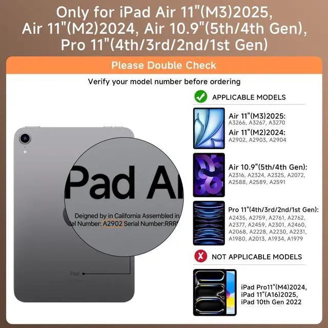 Alt view image 2 of 5 - Tiaota Transparent Case with Keyboard iPad Air (M3/M2,2025/2024) 11 Inch,Compatible 10.9" iPad Air 5th/4th & 11" iPad Pro 4/3/2/1,7-Color Backlit,Wireless Keyboard, 360°Rotating,with trackpad,White