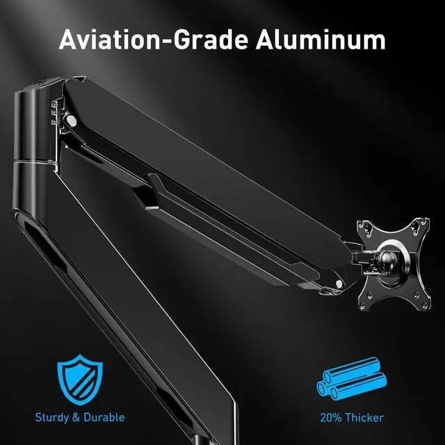 Alt view image 3 of 5 - HUANUO Dual Monitor Mount for 40 inch Ultrawide Screens up to 33 lbs, Heavy Duty Monitor Arm with Full Motion Adjustment, Dual Monitor Arm with Tilt, Swivel, Rotation, VESA 75x75 or 100x100mm