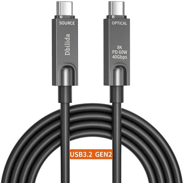 Main image of Fiber Optic USB C Cable 50 FT, 10Gbps USB 3.2 Gen 2 Cable 8K@60Hz, 4K@144Hz, USB 3.1 Gen 2 Cable for Microsoft Azure/Logitech Brio 4K Webcam USB C Cable/Aver/Vaddio Webcam, Intel RealSense
