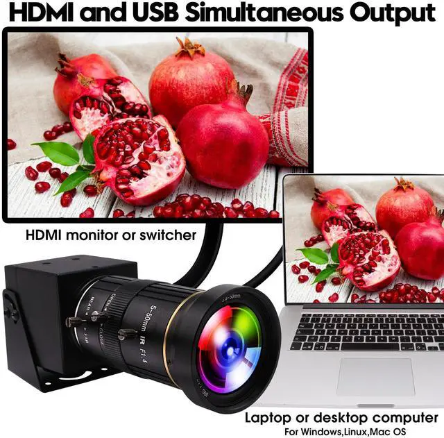 Alt view image 2 of 5 - IFWATER HDMI USB Webcam 4K Camera Simultaneous Output Video Conference 10X Optical Zoom Lens Close up Computer Web Cam for Webcast Industrial Inspection Education Training Camera