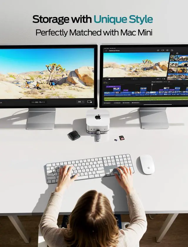 Alt view image 3 of 5 - MOVE SPEED Mac mini M4 Dock with 1TB NVMe SSD, 10 in 1 Aluminum Stand Hub, 10Gbps USB-C/A, 4K60Hz HDMI, SD/TF Reader, Space-Saving Vertical Design