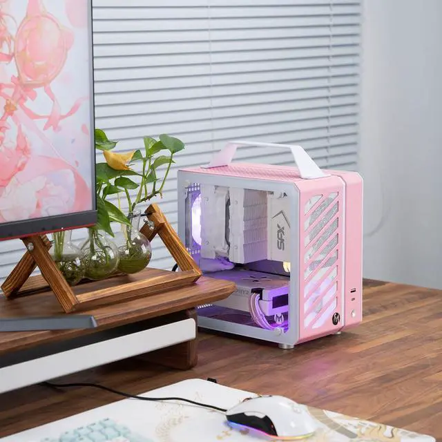 Alt view image 2 of 5 - Mechanic Master Cool Cube Series C24 Mini-ITX Case/Alumium/Steel/GPU Length Within 245mm, SFX/L PSU Computer Case (Sakura Pink)