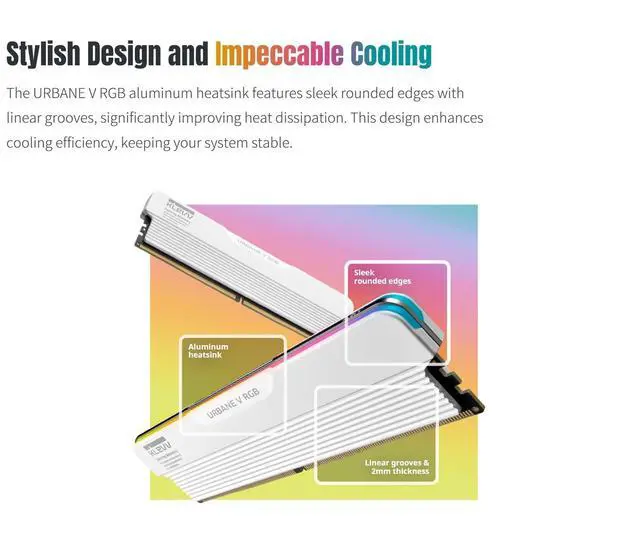 Alt view image 3 of 5 - KLEVV Urbane V RGB DDR5 48GB (2x24GB) 6400MHz CL32 SK Hynix A-Die 1.35V Gaming Desktop Ram Memory XMP 3.0 / AMD Expo Ready (KD5KGUD80-64A320M)