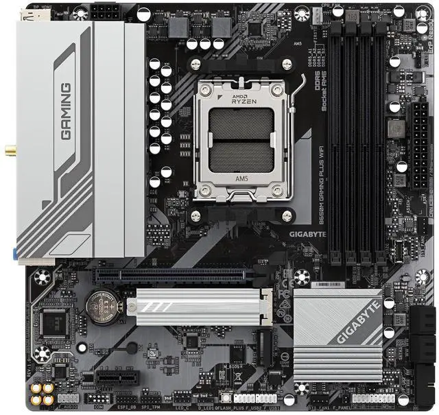 Alt view image 2 of 5 - GIGABYTE B650M Gaming Plus WiFi AM5 LGA 1718 AMD B650 M-ATX, DDR5, PCIe 4.0 M.2, PCIe 4.0, USB 3.2 Gen 1 Type-C, Wi-Fi 6E, 2.5GbE LAN