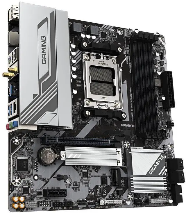 Alt view image 3 of 5 - GIGABYTE B650M Gaming Plus WiFi AM5 LGA 1718 AMD B650 M-ATX, DDR5, PCIe 4.0 M.2, PCIe 4.0, USB 3.2 Gen 1 Type-C, Wi-Fi 6E, 2.5GbE LAN