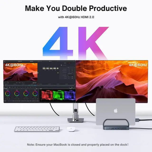 Alt view image 2 of 5 - iVANKY 12-in-2 FusionDock 2 Vertical Docking Station Stand for MacBook Pro with 150W Power Adapter, Dual 4K@60Hz Monitor Dock for Mac M3/M4 Pro/Max Display 2x HDMI, 96W PD, 6 USB, Ethernet SD/TF Audio