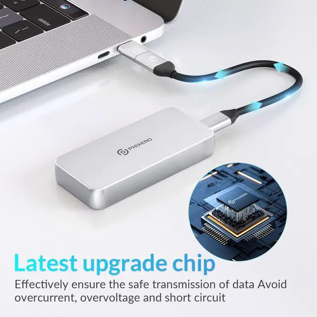 Alt view image 4 of 5 - PHIXERO 40Gbps Thunderbolt Enclosure Adapter, Aluminum Thunderbolt SSD Enclosure, Triple Heat Dissipation M.2 Enclosure, USB 4.0 to M-Key 2280 NVME PCIE SSD External Enclosure, NVME Enclosure, Sliver