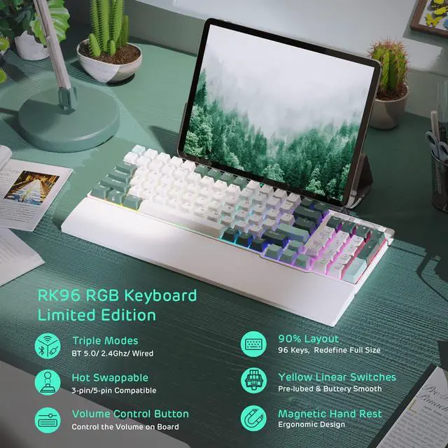 Alt view image 2 of 5 - RK ROYAL KLUDGE RK96 LMT Camp Green & RK84 LMT Macchiato White Bundle