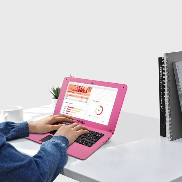 Alt view image 2 of 5 - CHIBBS 10.1" Inch Kids Netbook Laptop Powered by Android 12 Operating System, 2gb Ram + 64gb Storage, 2* USB, Camera, Wi-Fi + Free Accessories Included- Pink