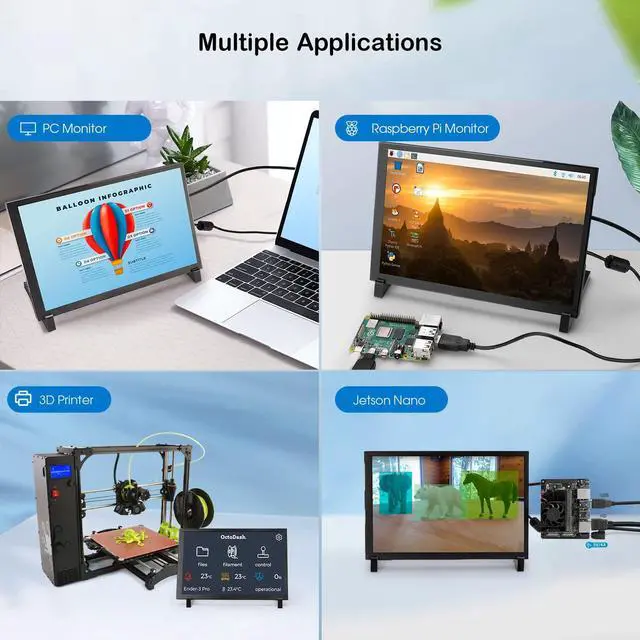Alt view image 5 of 5 - ELECROW Touchscreen Monitor 10.1 inch Touch Screen IPS 1280x800 LCD Display Small Monitor Compatible with Raspberry Pi Jetson Nano PC