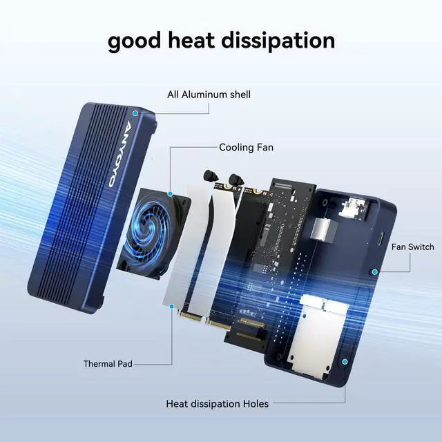 Alt view image 3 of 5 - 40Gbps Docking Station Dual Monitor with M.2 NVMe SSD Enclosure Cooling Fan Dual-Bay SSD Enclosure Compatible Thunderbolt 3/4/5 Support Software RAID+ 2*USB C 40Gbps for MacBook pro/Air /M1/M2