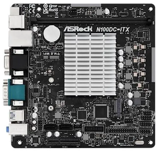 Alt view image 2 of 5 - ASRock N100DC-ITX Mini-ITX Motherboard - Intel N100 Quad-Core (3.4GHz), DDR4, HDMI/D-Sub, Dual M.2 (NVMe/WiFi), SATA3, USB 3.2, Gigabit LAN, 19V DC Power