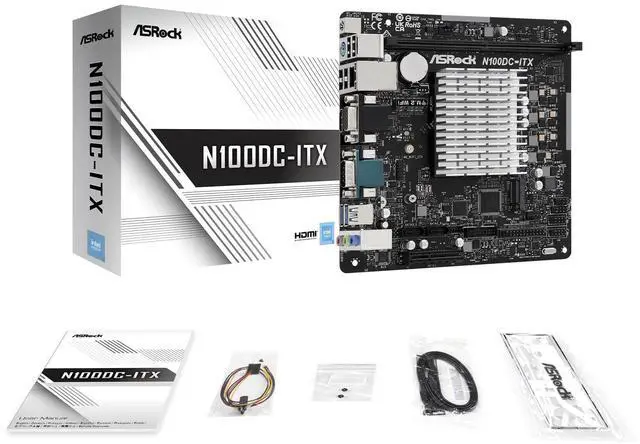 Alt view image 5 of 5 - ASRock N100DC-ITX Mini-ITX Motherboard - Intel N100 Quad-Core (3.4GHz), DDR4, HDMI/D-Sub, Dual M.2 (NVMe/WiFi), SATA3, USB 3.2, Gigabit LAN, 19V DC Power