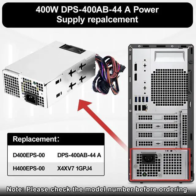 Alt view image 3 of 5 - LXun Upgraded D400EPS-00 400W Power Supply Compatible with Dell OptiPlex 3000 MT 3900 MT 5000 MT 7000 MT Replaces 0X4XV7 1GPJ DPS-400AB-44 A H400EPS-00 Power Supply (4+4) pin+(8pin)+(6+2) pin
