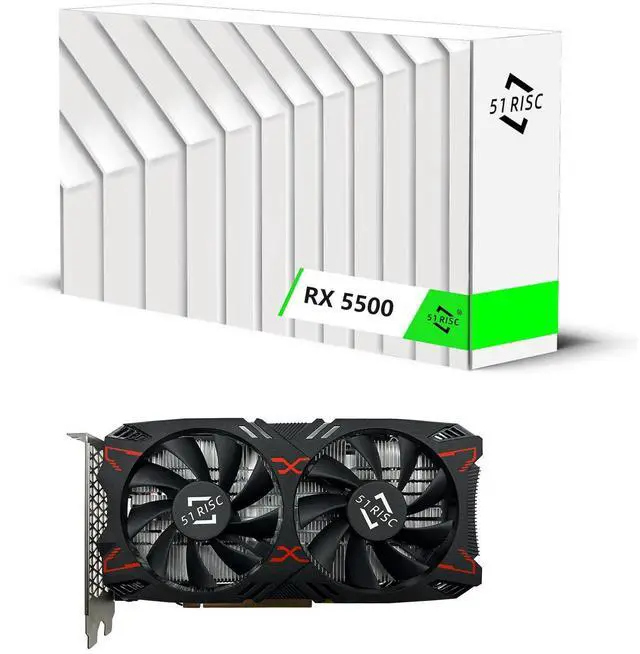 Main image of 51RISC RX 5500 Graphics Card, TDP 150W 8GB GDDR6 128bit PCIe 4.0 Metal-Backplate HDMI DP Gaming Video Card for Desktop (Radeon RX 5500 8GB)