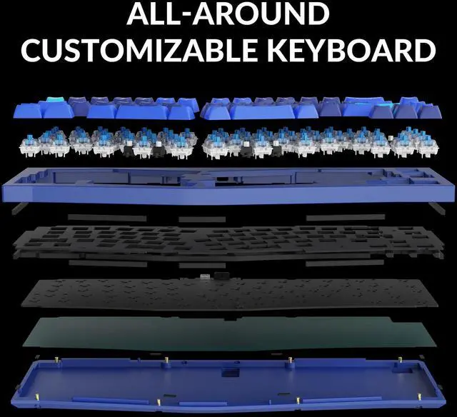 Alt view image 5 of 5 - Keychron Q8 Wired Custom Mechanical Keyboard, 65% Alice Layout QMK/VIA Programmable with Hot-swappable Gateron G Pro Blue Switch Double Gasket Compatible with Mac Windows Linux (Blue)