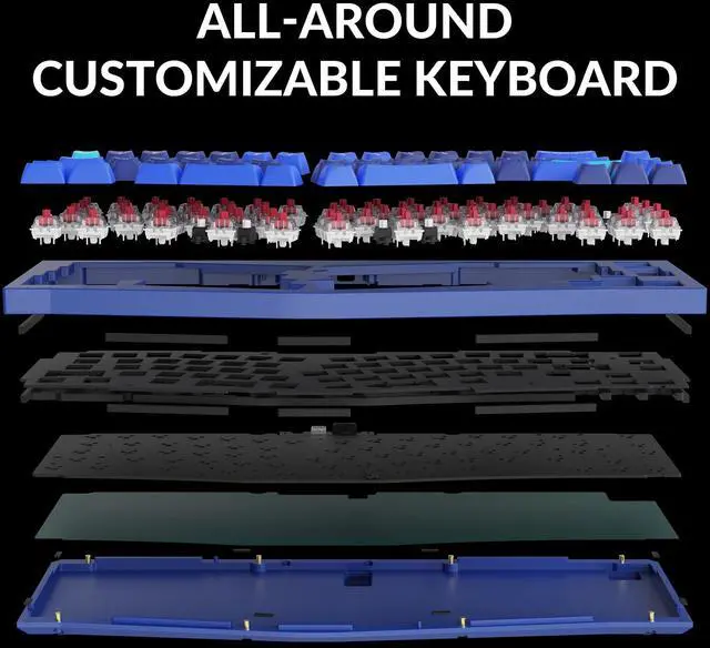 Alt view image 5 of 5 - Keychron Q8 Wired Custom Mechanical Keyboard, 65% Alice Layout QMK/VIA Programmable with Hot-swappable Gateron G Pro Red Switch Double Gasket Compatible with Mac Windows Linux (Blue)