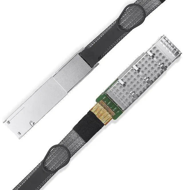 Alt view image 4 of 5 - 10Gtek 100G QSFP28 to QSFP28 Extender Cage with EEPROM on Extender Side, 3M Flat Cable in Nylon Jacket, 30AWG, 30cm