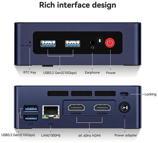 Alt view image 2 of 5 - Beelink Mini PC, Mini S12 Mini Computer 12th Gen Quad-Core N100, Desktop Computers 16G DDR4 RAM 500G SSD, Small PC 4K UHD Dual HDMI, Dual WiFi/Gigabit Ethernet/BT5.2 for Office/Home/HTPC/NAS