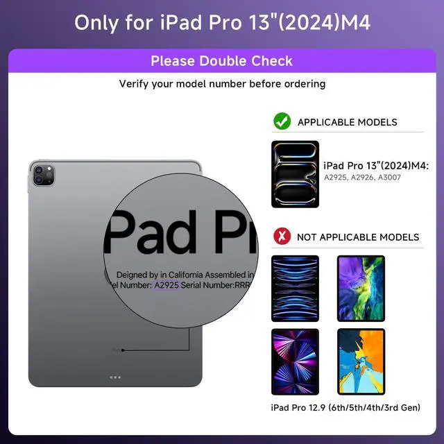 Alt view image 2 of 5 - Tiaota Transparent Case with Keyboard for 2024 iPad Pro 13 inch (M4), iPad Pro 13,7-Color Backlit,Magic Wireless Keyboard, 360°Rotating,Multi-Touch trackpad,Pencil Holder,with Shortcuts,Purple