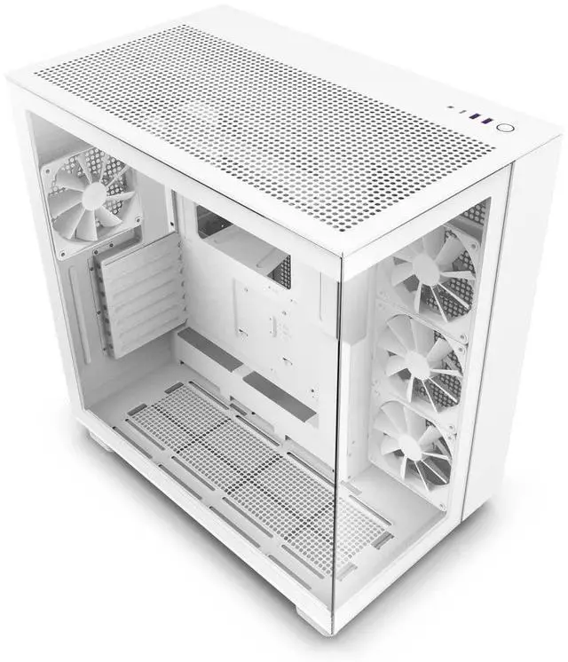 Main image of NZXT H9 Flow Dual-Chamber ATX Mid-Tower PC Gaming Case  High-Airflow Perforated Top Panel  Tempered Glass Front & Side Panels  360mm Radiator Support  Cable Management  White