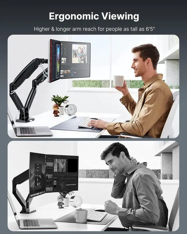 Alt view image 5 of 5 - HUANUO Dual Monitor Stand for 13 to 35 inch & HUANUO Dual Monitor Mount for 13 to 30 Inch Computer Screen