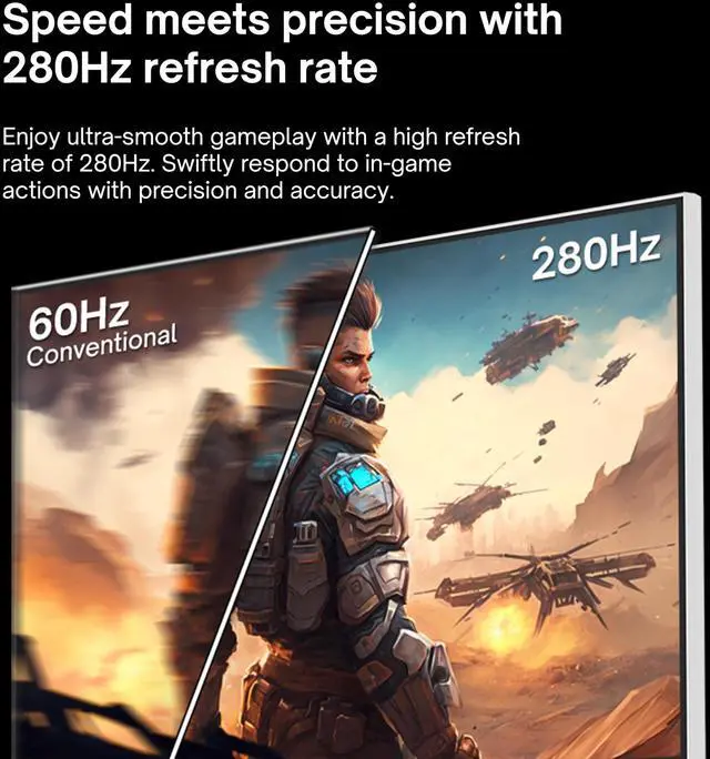 Alt view image 3 of 5 - Pixio PX259 Prime White 24.5 inch (24 inch / 25 inch Equivalent) 280Hz (144Hz Supported) Refresh Rate FHD 1080p Resolution Fast IPS Panel 1ms GTG Response Time White Gaming Monitor with Adaptive Sync