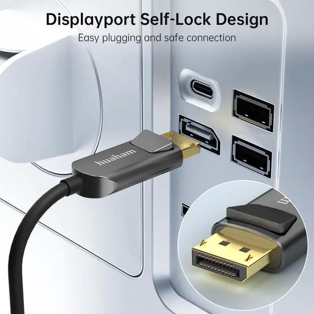 Alt view image 3 of 5 - huaham USB C to DisplayPort Fiber Optic Cable 50FT, USB Type C to DP 1.2 Cable 4K@60Hz, Support Thunderbolt 4/3 Compatible iPhone 15Pro/Max, MacBook Pro/Air, iPad, XPS