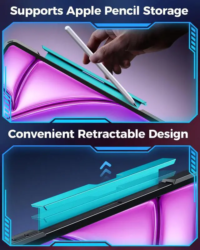 Alt view image 5 of 5 - TSQQST Clear Wireless Keyboard Case for iPad Air 13 Inch (M3/M2, 2025/2024)/ iPad Pro 12.9" (6/5/4/3 Gen), 7-Color Backlit, Pencil Holder & Multi-Touch Trackpad, 360 Rotatable, Blue