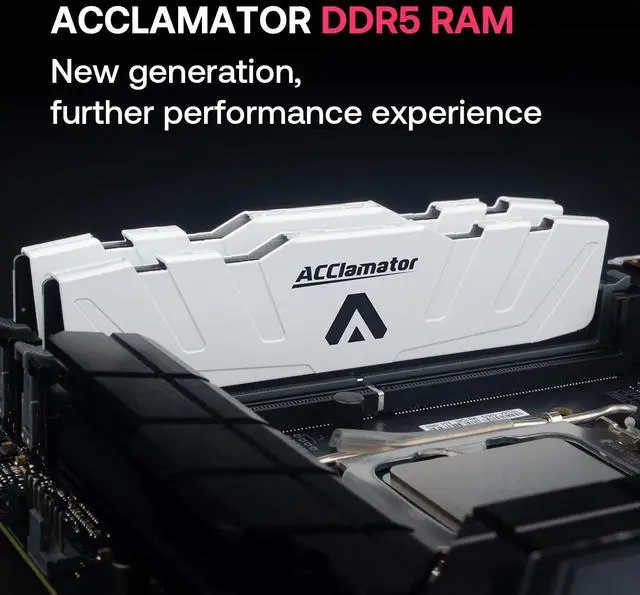 Alt view image 2 of 5 - DDR5 64GB 5600MHz Ram (32GB-5600MHz×2PC4-448001.1V) Desktop Computer Memory CL46(5600MT/s) with Heatsink White Acclamator