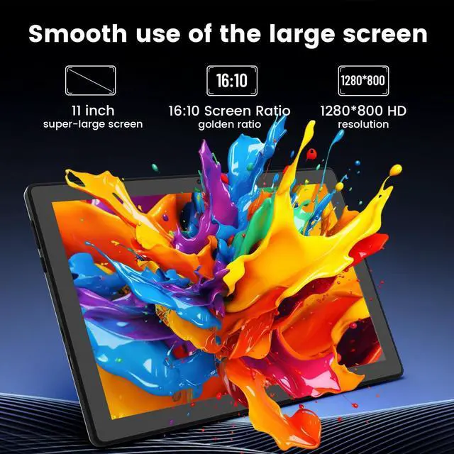 Alt view image 4 of 5 - Tablet, 11 Inch Android 14 Tablets, 14GB RAM+64GB ROM (TF 1TB) with Octa-Core, 6800mAh, Widevine L1, WiFi 6, 8 in 1 Tablet with Keyboard, Mouse, Protective Case, Stylus, Headset, Charger- Black