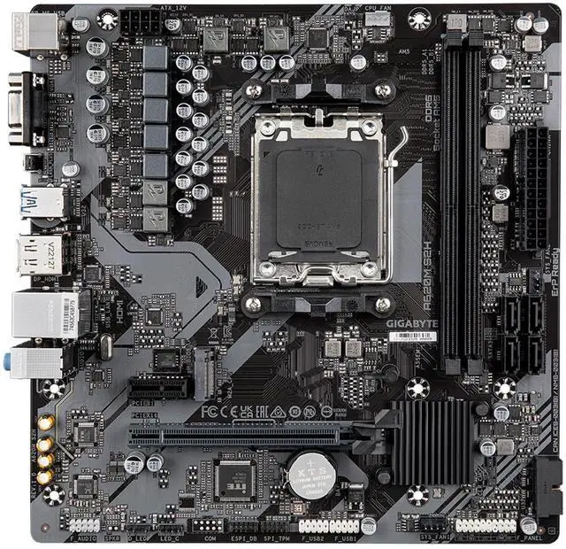 Alt view image 2 of 5 - GIGABYTE A620M S2H (AM5/ LGA 1718/ AMD/ A620/ Micro ATX/ 5-Year Warranty/ DDR5/ Single M.2/ PCIe 4.0/ USB 3.2 Gen1/ Realtek 1GbE LAN/Q-Flash Plus/PCIe EZ-Latch/Motherboard)