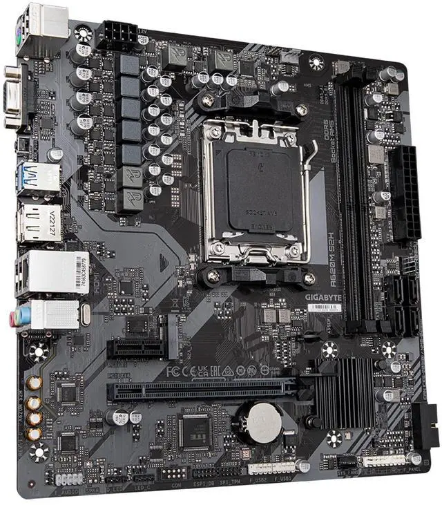 Alt view image 4 of 5 - GIGABYTE A620M S2H (AM5/ LGA 1718/ AMD/ A620/ Micro ATX/ 5-Year Warranty/ DDR5/ Single M.2/ PCIe 4.0/ USB 3.2 Gen1/ Realtek 1GbE LAN/Q-Flash Plus/PCIe EZ-Latch/Motherboard)