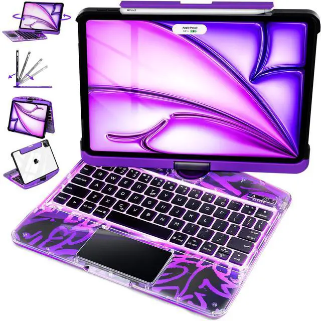 Main image of Lecsas Keyboard Case for iPad Air 13-inch (M2, 2024),360° Rotating Multi-Touch Trackpad,7-Color Backlit Keyboard,Compatible with iPad Pro 12.9-inch,Quantum Core X
