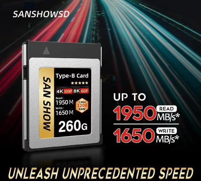 Alt view image 2 of 5 - SANSHOWSD Professional CFexpress Type B Memory Card 260GB -Ideal for 4K & 8K RAW Video, High-Speed Photography, and Professional Use - Compatible with Canon, Nikon, Sony Cameras