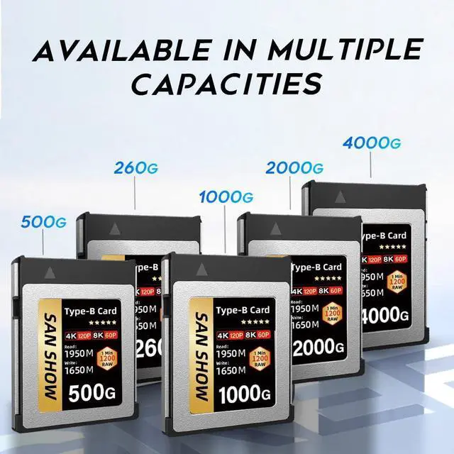 Alt view image 3 of 5 - SANSHOWSD Professional CFexpress Type B Memory Card 260GB -Ideal for 4K & 8K RAW Video, High-Speed Photography, and Professional Use - Compatible with Canon, Nikon, Sony Cameras